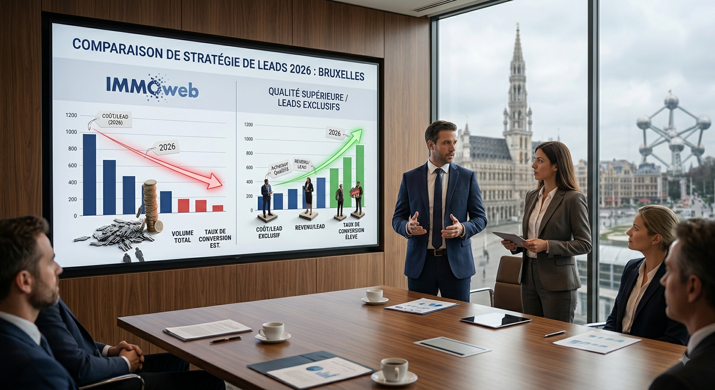 Comparaison entre leads Immoweb partagés et système de leads exclusifs pour agence immobilière à Bruxelles